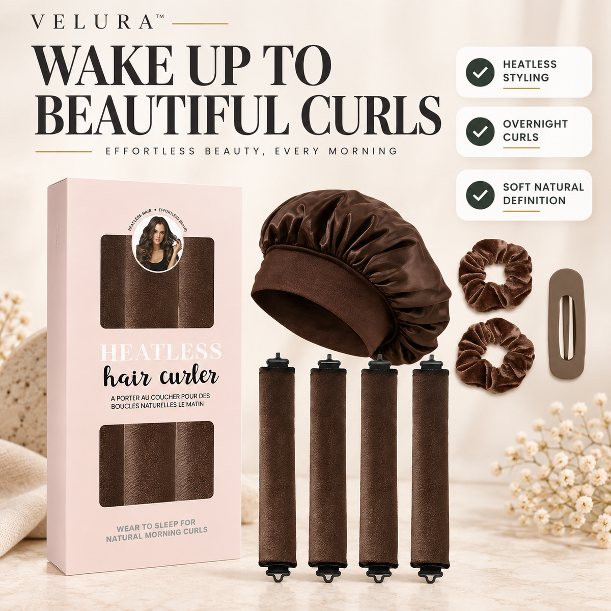 Velura™ 4-in-1 Heatless Curl Kit