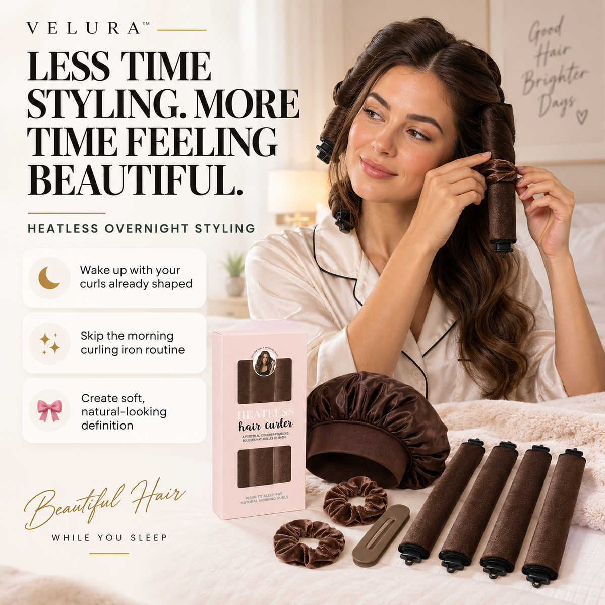 Velura™ 4-in-1 Heatless Curl Kit