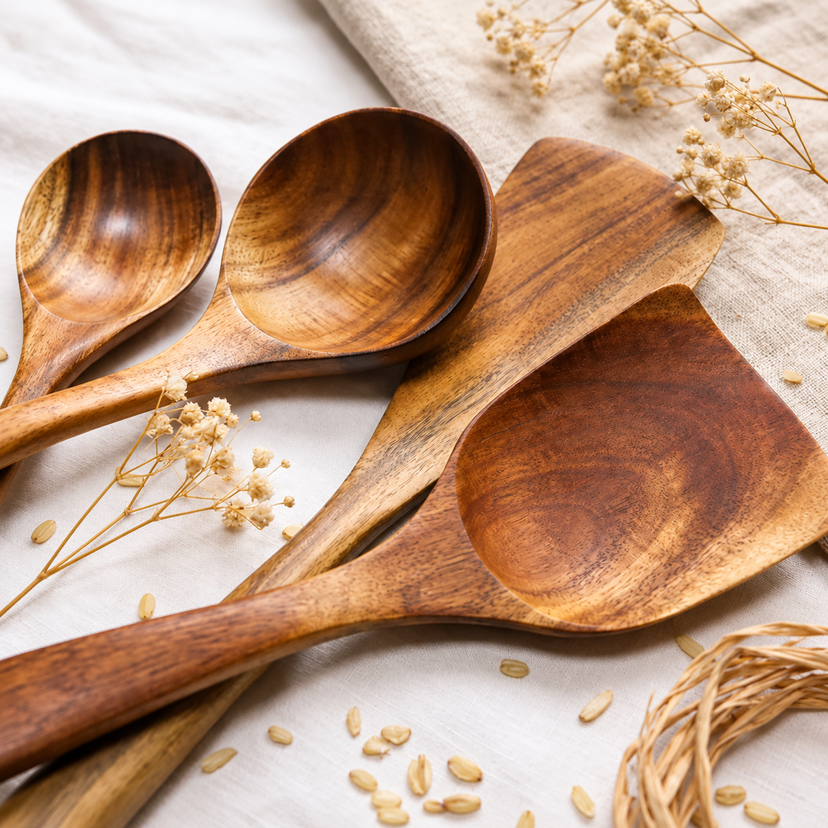 Non-Toxic Teak Wooden Utensil Set