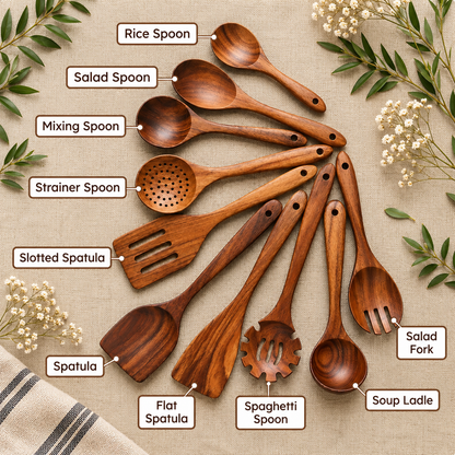 Non-Toxic Teak Wooden Utensil Set