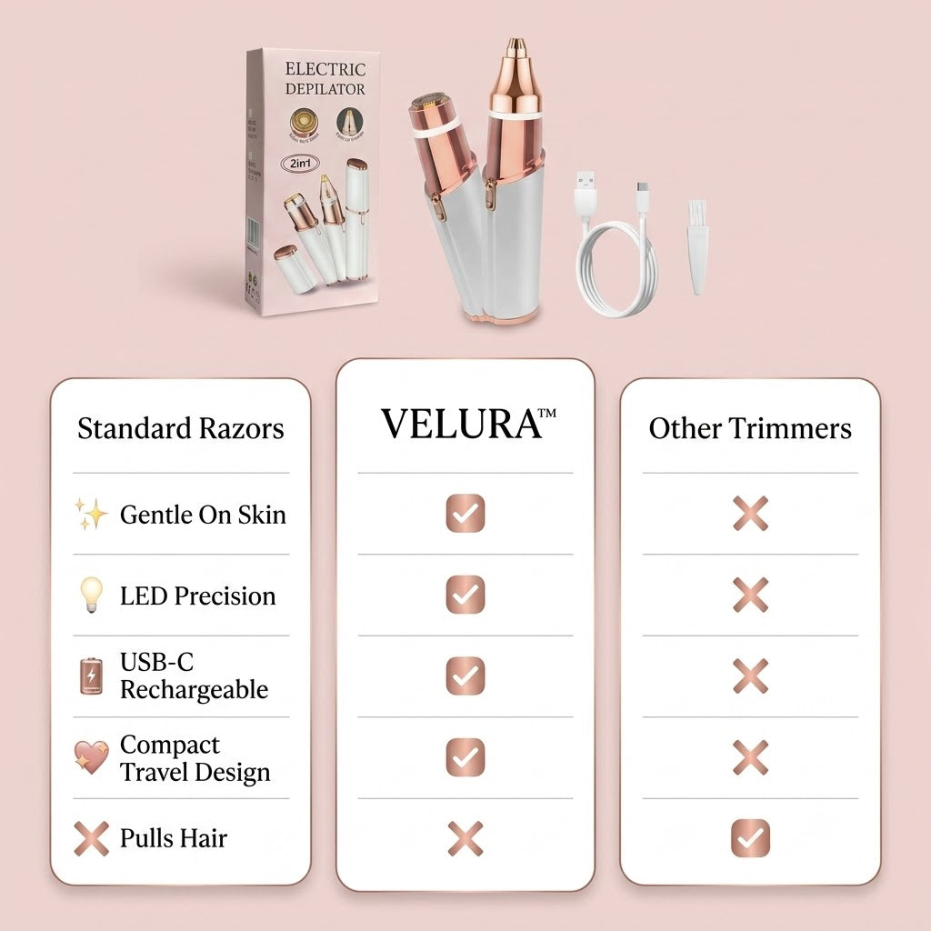 VeluraTrim 2-in-1 Facial Hair Remover