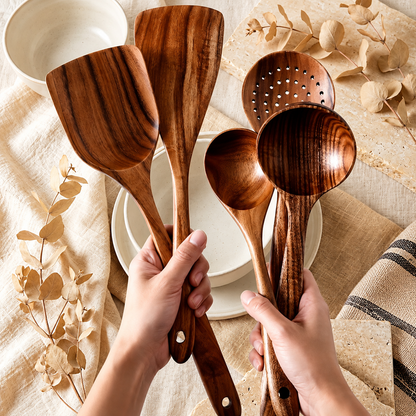 Non-Toxic Teak Wooden Utensil Set