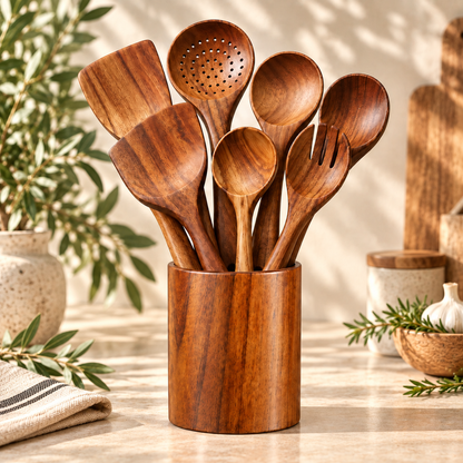 Non-Toxic Teak Wooden Utensil Set